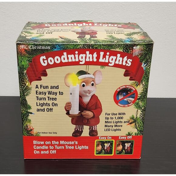Mr Christmas "Goodnight Lights" Mouse w Candle Light Ornament - Picture 3 of 5